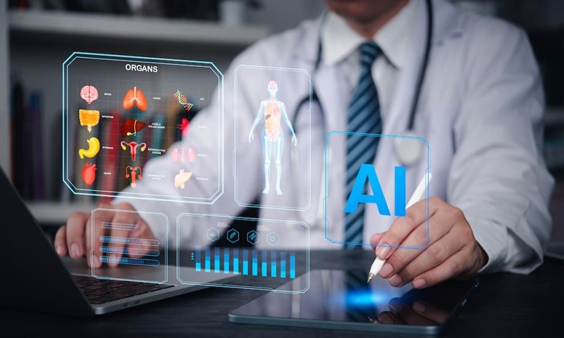 Doctor getting full patient symptoms summarization overview on Computer - AI in Healthcare is here and saving lives