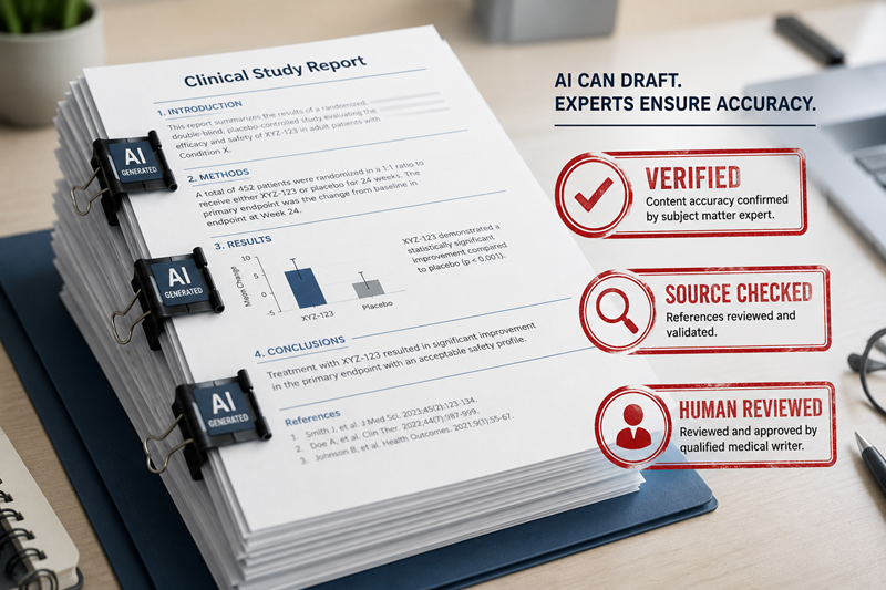 AI can help draft, human expert must ensure accuracy, verify content, sources