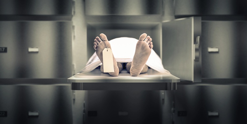 Image of body in a morgue